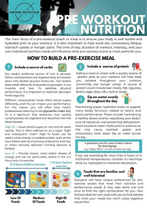 OnCore Nutrition Pre-Exercise Guide